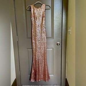 Lulu’s high-neck rose gold sequin gown XS